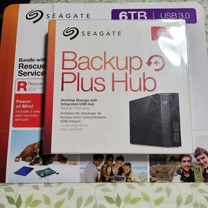 Seagate Backup Plus Hub 6TB External Hard Drive - Black (NWT)